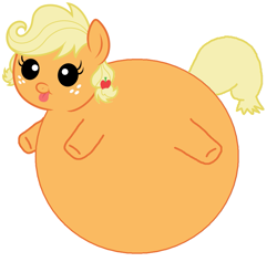 Size: 1057x1004 | Tagged: safe, applejack, earth pony, pony, :p, babyjack, circle tool, foal, inflation, simple background, smiling, solo, tongue out, wat, white background