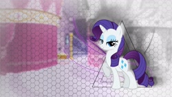 Size: 1920x1080 | Tagged: safe, artist:lucarious, rarity, pony, unicorn, carousel boutique, solo, vector, wallpaper