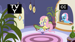 Size: 1920x1080 | Tagged: safe, screencap, fluttershy, lotus blossom, pegasus, pony, female, mare, pink mane, yellow coat