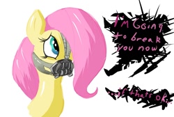 Size: 909x610 | Tagged: artist needed, safe, fluttershy, pegasus, pony, bane, crossover, the dark knight rises