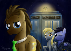 Size: 1024x743 | Tagged: safe, artist:katrina-mae, derpy hooves, doctor whooves, pegasus, pony, doctor who, female, jack harkness, mare