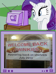 Size: 564x744 | Tagged: safe, rarity, pony, unicorn, exploitable meme, meme, obligatory pony, tv meme, twinkies