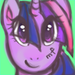 Size: 600x600 | Tagged: safe, artist:mintyfondue, derpibooru import, twilight sparkle, pony, unicorn, female, horn, mare, purple coat, purple mane, solo