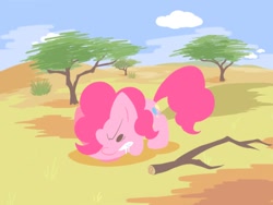 Size: 800x600 | Tagged: safe, artist:nyankamedon, pinkie pie, earth pony, pony, chibi, fangs, pixiv, solo