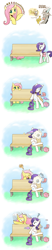 Size: 1181x5669 | Tagged: safe, artist:howxu, discord, fluttershy, rarity, pegasus, pony, unicorn, chinese, comic, magic, makeup, prank, prankstershy, telekinesis, yay