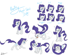 Size: 3630x2805 | Tagged: safe, artist:reikomuffin, rarity, pony, unicorn, expressions, female, horn, mare, sketch dump, solo