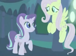 Size: 491x362 | Tagged: safe, screencap, fluttershy, starlight glimmer, pegasus, pony, celestial advice, cropped