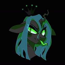 Size: 2048x2048 | Tagged: safe, artist:fizzlesoda2000, queen chrysalis, changeling, changeling queen, bust, female, horn, solo