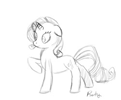 Size: 1200x1000 | Tagged: safe, rarity, pony, unicorn, female, horn, mare, monochrome, simple background, sketch, solo, white background