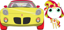 Size: 2582x1227 | Tagged: safe, artist:keronianniroro, sunset shimmer, equestria girls, car, crossover, keronian, pontiac, pontiac solstice, sergeant frog, solo, species swap, wat