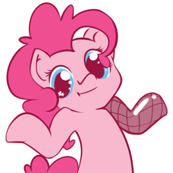 Size: 500x500 | Tagged: safe, artist:pinkieinprivate, pinkie pie, earth pony, pony, looking at you, shrug, shrugpony