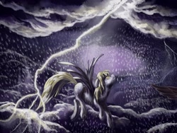 Size: 1600x1200 | Tagged: safe, artist:viwrastupr, derpy hooves, pegasus, pony, female, lightning, mare, rain, storm