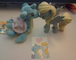 Size: 901x710 | Tagged: safe, artist:ajin, derpy hooves, pegasus, pony, female, kissing, lapras, mare, pokémon