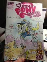 Size: 768x1024 | Tagged: safe, artist:katiecandraw, idw, derpy hooves, pegasus, pony, 2013, drama, female, mailmare, mailpony, mare, palindrome get, solo