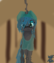 Size: 2487x2883 | Tagged: safe, artist:halfaman, queen chrysalis, changeling, changeling queen, pony, cap, cute, cutealis, glasses, hat, solo, the professional