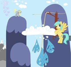 Size: 900x852 | Tagged: safe, artist:sallycars, derpy hooves, sunshower raindrops, text, typography