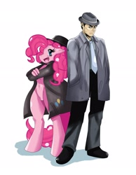 Size: 1795x2308 | Tagged: safe, artist:ss2sonic, pinkie pie, anthro, human, unguligrade anthro, barbie doll anatomy, belly button, bipedal, commission, crossover, hat, konami, silent hill