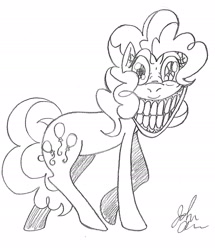 Size: 2353x2738 | Tagged: safe, artist:considerably-insane, pinkie pie, earth pony, pony, crazy face, creepy, creepy face, creepy smile, insanity, looking at you, psycho, smiling, solo, teeth