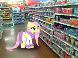 Size: 2048x1536 | Tagged: safe, artist:tokkazutara1164, fluttershy, pegasus, pony, bathrobe, clothes, ponies in real life, robe, walmart, wet mane