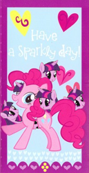 Size: 196x380 | Tagged: safe, artist:capnpea, derpibooru import, edit, pinkie pie, twilight sparkle, earth pony, pony, disembodied head, female, mare, pun, stock vector, valentine, wat