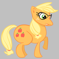 Size: 871x871 | Tagged: safe, artist:horny-eunuchorn, applejack, earth pony, pony, blonde mane, female, glasses, mare, orange coat, solo