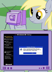 Size: 563x771 | Tagged: safe, derpy hooves, pegasus, pony, exploitable meme, female, mare, meme, obligatory pony, setup, tv meme, windows, windows 98