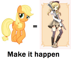 Size: 890x764 | Tagged: safe, applejack, earth pony, pony, crossover, exploitable meme, make it happen, mami tomoe, mamijack, puella magi madoka magica