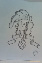 Size: 1280x1920 | Tagged: safe, artist:melancholy, pinkie pie, earth pony, pony, photo, sketch, traditional art