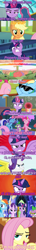 Size: 1051x7287 | Tagged: safe, artist:alphamonouryuuken, derpibooru import, screencap, applejack, fluttershy, minuette, pinkie pie, rainbow dash, rarity, spike, starlight glimmer, twilight sparkle, twilight sparkle (alicorn), twinkleshine, alicorn, dragon, earth pony, pegasus, pony, unicorn, alushy, angry, explosion, funny, hellsing, hellsing ultimate abridged, team four star, vulgar