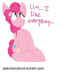 Size: 1280x1400 | Tagged: safe, artist:cherryknot, pinkie pie, earth pony, pony, 30 minute art challenge, arial, female, mare, pink coat, pink mane