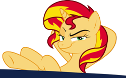 Size: 1365x854 | Tagged: safe, edit, sunset shimmer, pony, unicorn, the cutie re-mark, recolor, simple background, sitting, smug, smugset shimmer, solo, transparent background, vector, welcome home twilight