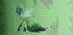 Size: 9472x4576 | Tagged: safe, artist:mr100dragon100, queen chrysalis, changeling, changeling queen, clothes, dress, female, song reference