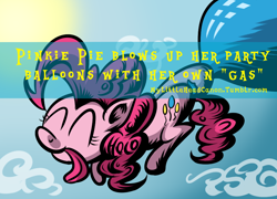 Size: 836x601 | Tagged: safe, pinkie pie, pony, balloon, fart, gas, headcanon, mylittleheadcanon, tongue out, tumblr, wat