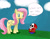 Size: 1280x996 | Tagged: safe, artist:crhonox, fluttershy, pegasus, pony, 30 minute art challenge, crossover, dialogue, nintendo, shy guy, super mario bros., super mario bros. 2