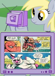 Size: 439x600 | Tagged: safe, derpy hooves, pegasus, pony, exploitable meme, female, mare, meme, obligatory pony, spider-man, tv meme, wat