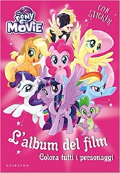 Size: 347x499 | Tagged: safe, derpibooru import, applejack, fluttershy, pinkie pie, rainbow dash, rarity, songbird serenade, spike, twilight sparkle, twilight sparkle (alicorn), alicorn, dragon, earth pony, pegasus, pony, unicorn, my little pony: the movie, cardboard twilight, female, headworn microphone, italian, male, mane seven, mane six, mare