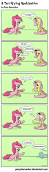 Size: 1216x4295 | Tagged: safe, artist:pony-berserker, fluttershy, pinkie pie, earth pony, pegasus, pony, comic:a terrifying realization, 2013, anatomy, arm, art rage studio pro 3, artrage, border, comic, coronary band, coronet (anatomy), dialogue, discussion, duo, duo female, english, female, frown, fur, gritted teeth, hair, hooves, humor, indoors, inkscape, joke, leg, looking at something, looking down, mare, missing, missing coronary band, missing coronet, open mouth, raised arm, raised hoof, raised leg, realisation, realization, running away, screaming, shocked, showing, sitting, speech bubble, stare, startled, talking, terrified, thinking, wide eyes, wondering