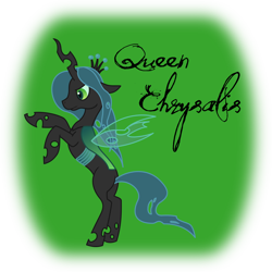 Size: 894x894 | Tagged: safe, artist:awesomeluna, artist:takharii, queen chrysalis, changeling, changeling queen, female, green background, hooves up, icon, simple background, solo, transparent background