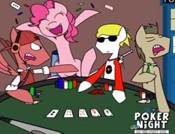 Size: 1019x784 | Tagged: safe, artist:kev-darkhood, doctor whooves, pinkie pie, crossover, dave strider, doctor who, homestuck, poker night at the inventory, ponified, scout, team fortress 2