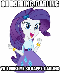 Size: 409x495 | Tagged: safe, rarity, equestria girls, bracelet, clothes, cute, darling, happy, humanized, image macro, jewelry, looking at you, skirt, solo, talking to viewer