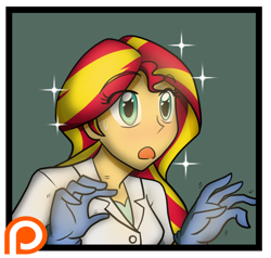 Size: 1024x976 | Tagged: safe, artist:advanceddefense, sunset shimmer, human, comic:the amazonian effect, equestria girls, comic, patreon, patreon logo, patreon preview, preview, solo