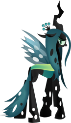 Size: 450x776 | Tagged: safe, artist:lottapotatosalad, queen chrysalis, changeling, changeling queen, crown, female, jewelry, looking back, regalia, simple background, solo, transparent background