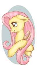 Size: 302x592 | Tagged: safe, artist:lady-kriss, fluttershy, pegasus, pony, brushing, female, mare, solo