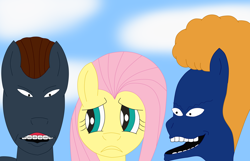 Size: 3450x2216 | Tagged: safe, artist:mostwanted06, fluttershy, pegasus, pony, beavis, beavis and butthead, butthead, ponified, scared