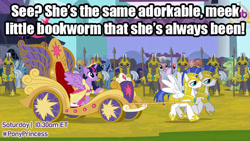 Size: 599x337 | Tagged: safe, derpibooru import, twilight sparkle, twilight sparkle (alicorn), alicorn, crystal pony, pony, magical mystery cure, alicorn drama, book, bookhorse, exploitable meme, female, hashtag, image macro, mare, meme, royal guard, that pony sure does love books, truth