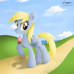 Size: 2000x2000 | Tagged: safe, artist:vird-gi, derpy hooves, pegasus, pony, cupcake, female, mare, solo