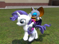 Size: 1024x768 | Tagged: safe, artist:fabri600, rarity, pony, unicorn, 3d, crossover, gmod, riding, rouge the bat, sonic the hedgehog (series)