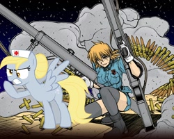 Size: 1200x960 | Tagged: safe, derpy hooves, pegasus, pony, female, gun, hellsing, mare, nurse, seras victoria, slapped on ponies