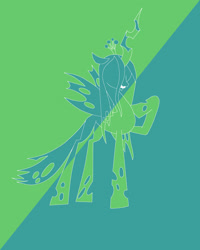 Size: 1920x2400 | Tagged: safe, artist:awesomedude14, derpibooru exclusive, queen chrysalis, changeling, changeling queen, crown, duotone, female, happy, jewelry, mare, raised hoof, regalia, simple background, solo