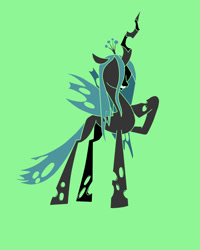 Size: 1920x2400 | Tagged: safe, artist:awesomedude14, derpibooru exclusive, queen chrysalis, changeling, changeling queen, crown, female, happy, jewelry, mare, raised hoof, regalia, simple background, solo, tritone